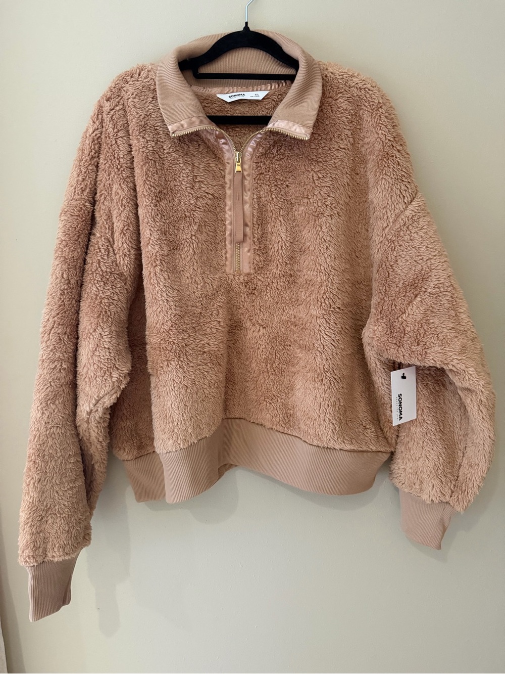 Sonoma Goods For Life Sherpa Quarter Zip Pullover Barric Beige Size XXL